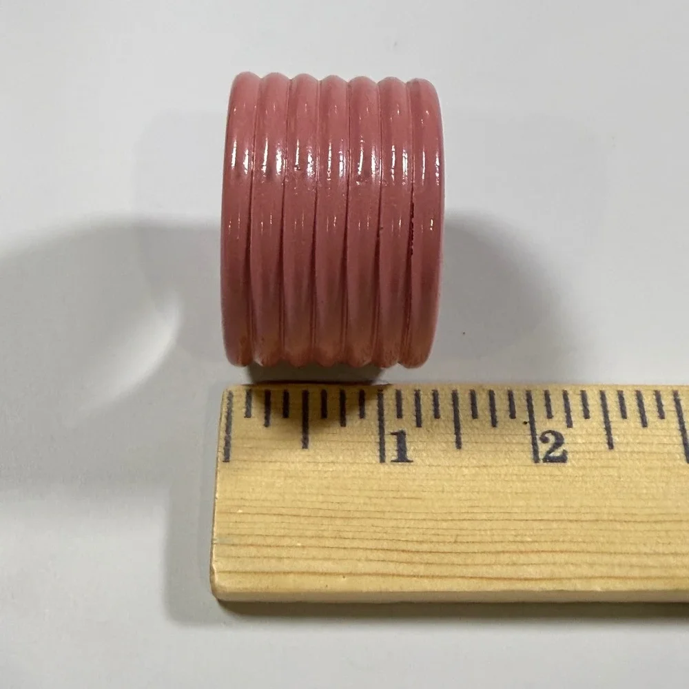 VTG‎ Napkin Rings 4 Pink Mauve Beehive Ribbed Park B Smith Cottagecore Grandmam
